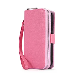 MEGSHI кожаный съемный чехол для iPhone XR чехол 2 в 1 кожаная сумка на молнии для iPhone XS Max Чехол кошелек для кредитных карт Чехол - Цвет: Pink