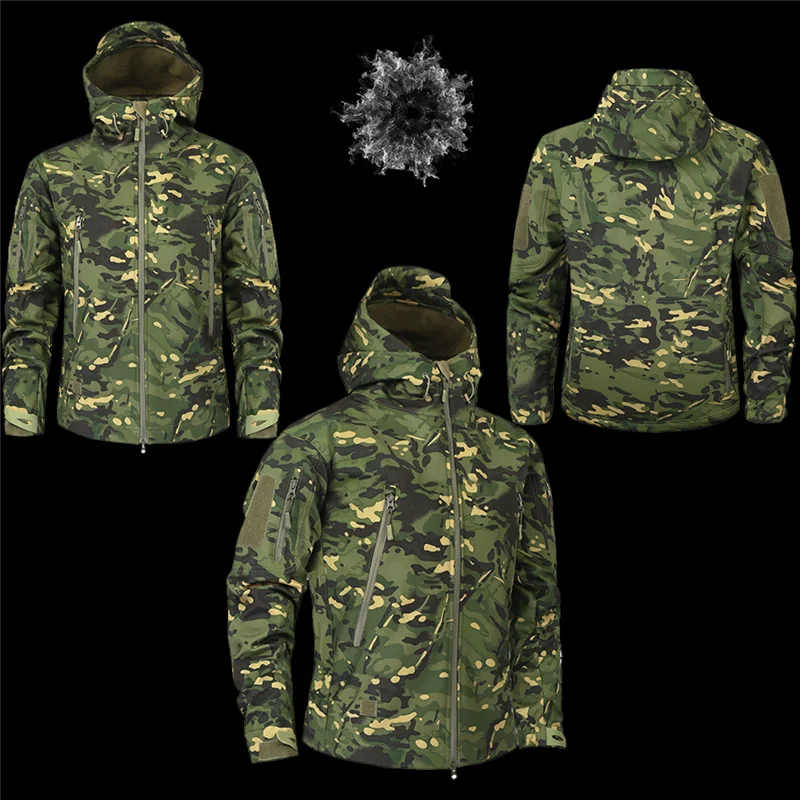 Куртка милитари тактическая куртка военная куртка флисовая кофта мужская ветровка мужская мужская водостойкая камуфляжная Военная флисовая куртка софтшелл ветровка зимняя армейская куртка с капюшоном охотничья одежда
