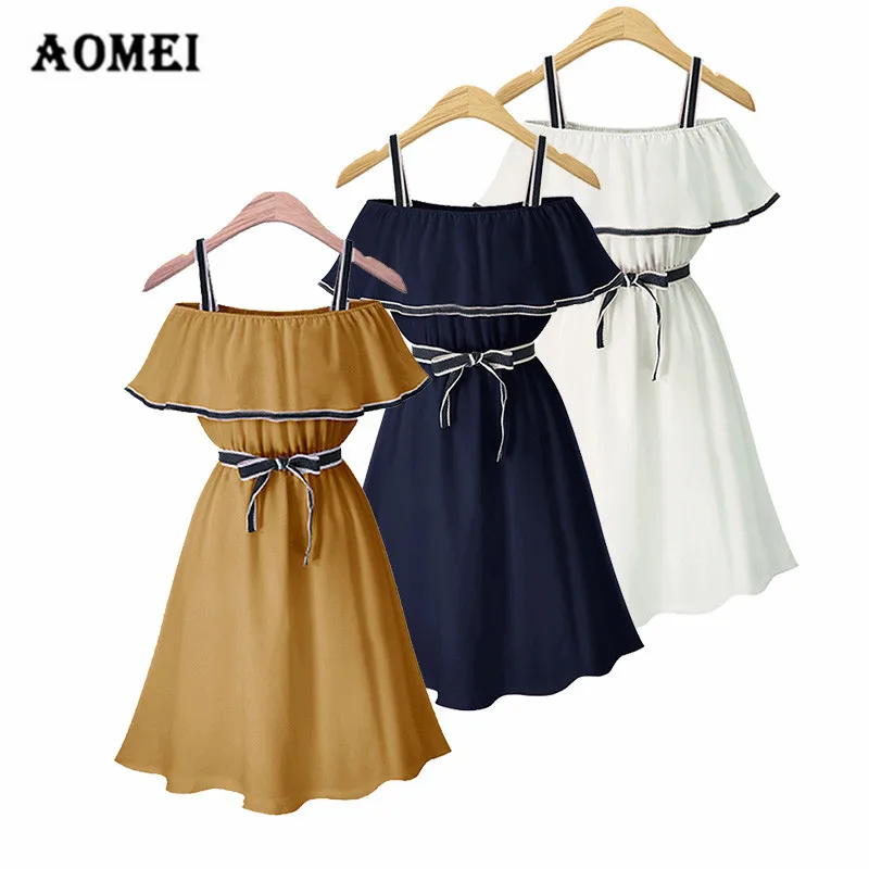 

White Dress Girls Cold Shoulder Ruffle Ladies Peplum Tunic Robes Bowtie Lolita Party Summer New Dresses Plus Size Women Clothing