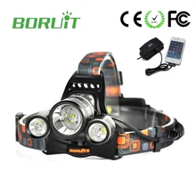 Boruit RJ-5001 Led headlamp Headlight 6000 lumens Linterna frontal 3 XM-L2 Hiking Flashlight head Torch light lamp with charger