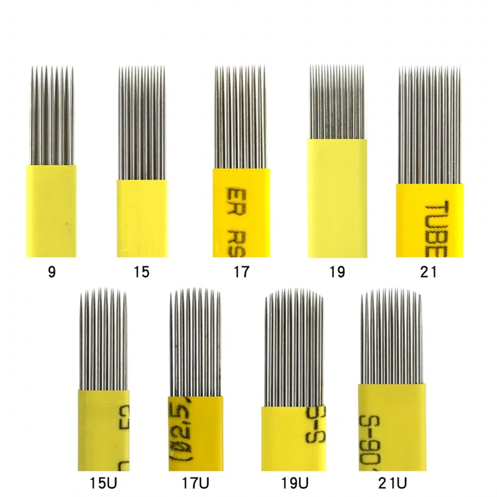 

100 pcs Eyebrow Tattoo Needles Blades Microblading Shading Needles Double Row for Embroidery Pen Makeup Eyebrow Supplies