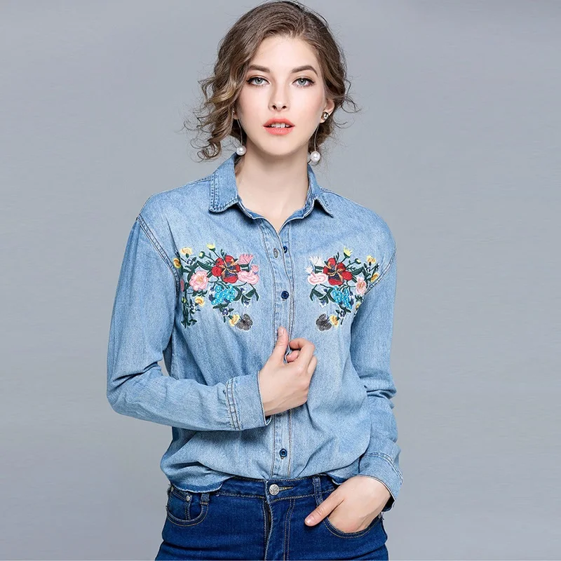 embroidered denim shirts for women