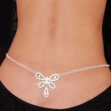 Women’s Sexy Glittery Rhinestone Butterfly Dance Body Belly Waist Chain Gift