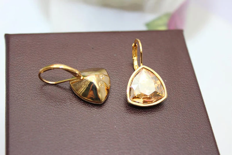 IDESTINY New Fashion Brand Design Triangle Shape Hanging Earrings Made with Austrian Crystal For Women Wedding Bijoux Gift