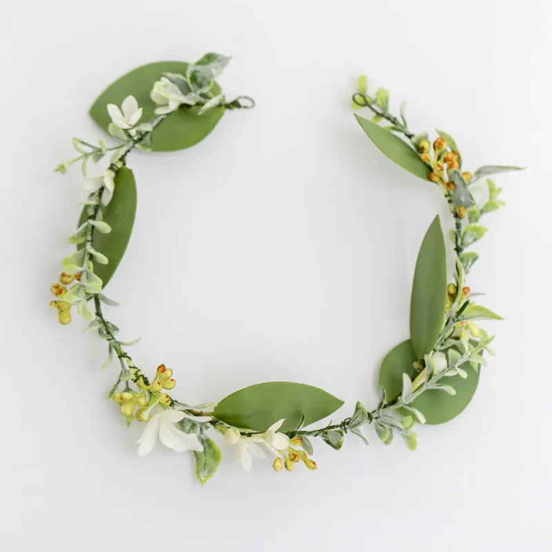 Romantic White Rose Greenery Bride Wedding Hair Accessories Leaves Hair Comb and Headband Headwear Prom Bridal Accessories