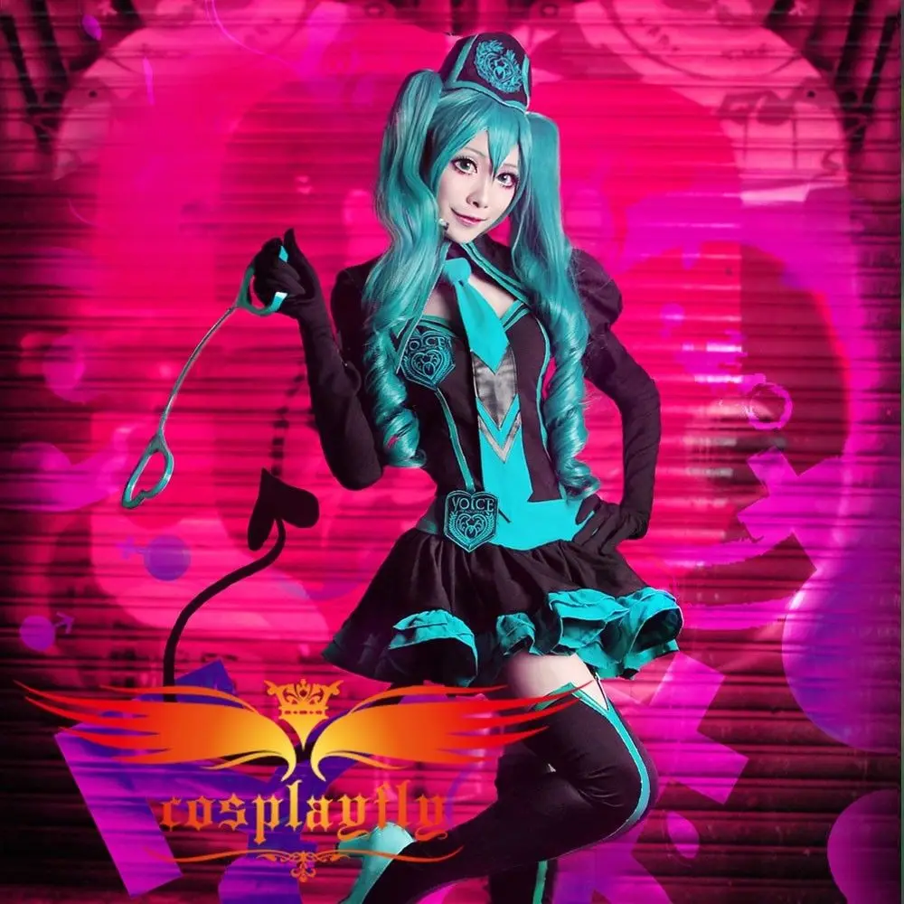 

Vocaloid Hatsune Miku Philosophy Of love Vocaloid Cosplay Costume Custom Adult Women Two Piece Skirt Hat Gloves Clothing Dress