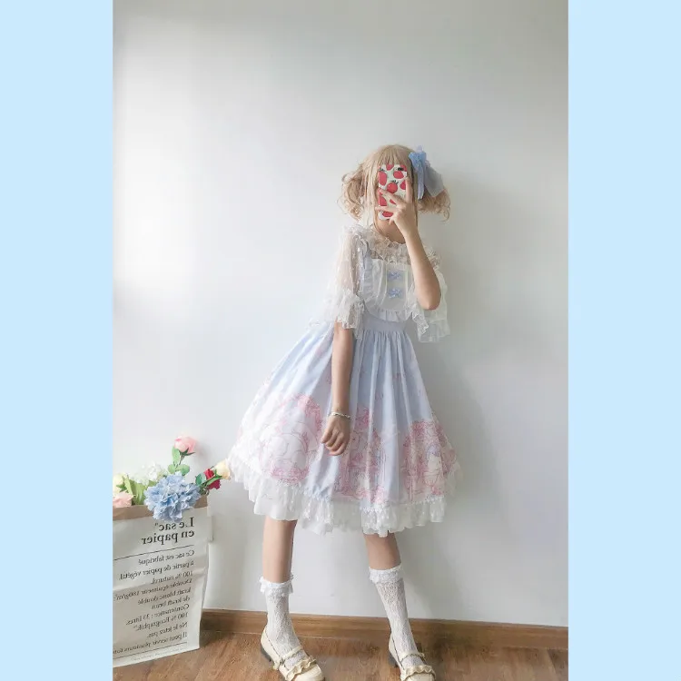 Cosplay&ware Kawaii Clothing Japanese Fashion Lolita Jsk Dress Women Summer Cute Bow Cat Strap Gothic Tea Party Sweet -Zentai shop online
