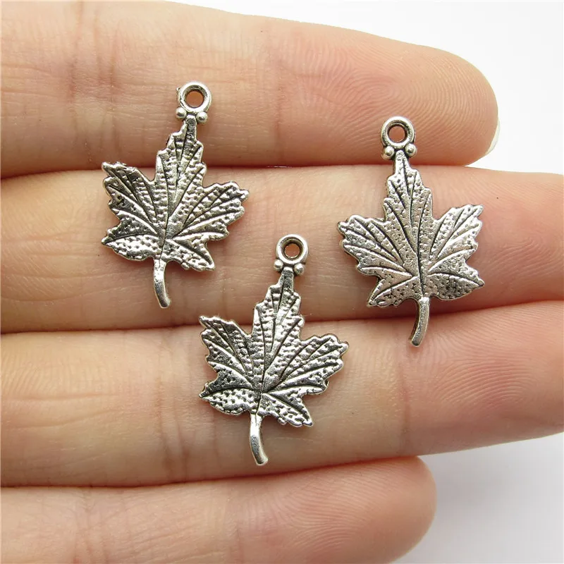 Wholessale 70pcs (23*15mm ) antique silver Leaves charms fit Europe Bracelets DIY Pendant Jewelry Making