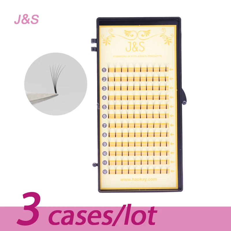 

J&S eyelashes extension 0.07mm 6D premade fans false faux lashes high quality volume fans CD curl
