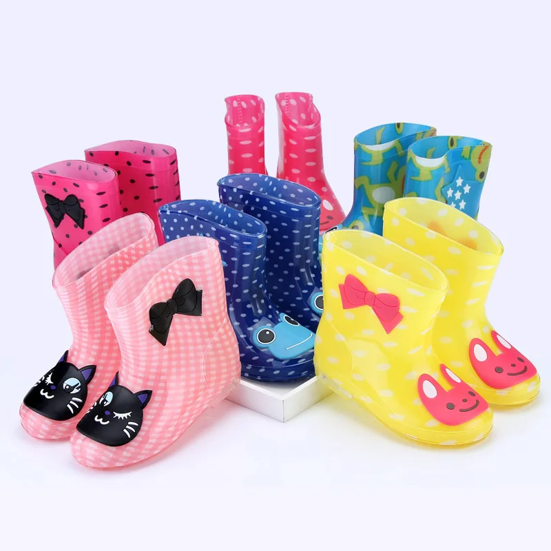 

Children Spring Autumn Winter Baby Boys Girls Kids Rhino Candy Color Frog Cat Rabbit Rain Boots Waterproof Shoe