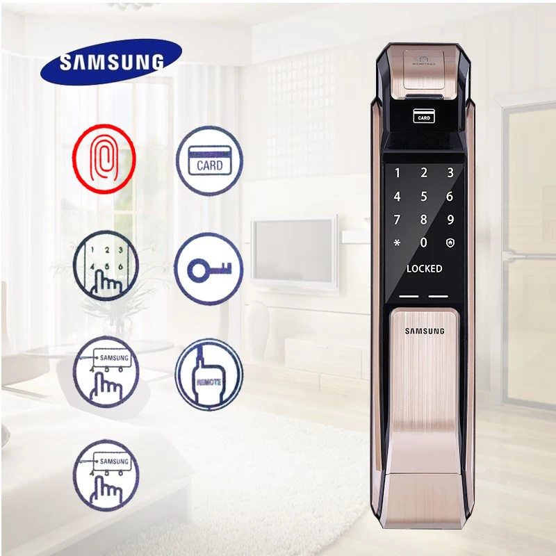 Samsung shs-p718 отпечатков пальцев цифровой дверной замок/Push Pull дверной замок золотой цвет