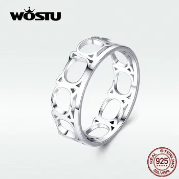 

WOSTU S925 Sticky Cat Hollow Finger Rings 100% Real Sterling Silver Lovely Cat Rings For Women Wedding Party Gift DXR549