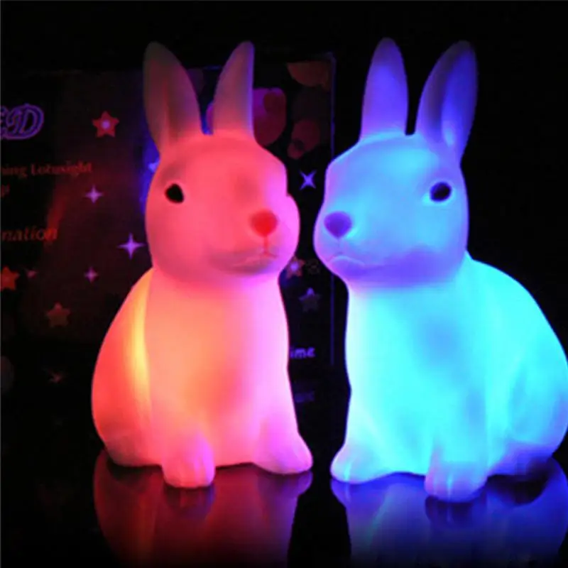 

Easter White Battery Rabbit LED Colorful Changing Colour Cute Bunny Night Light Lamp Home Party Decor Kids Gift Hot Sale