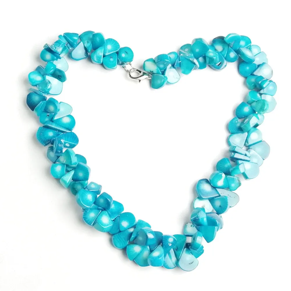 

New One Strand Blue Coral chip Necklace 17.5inch Trendy Jewelry