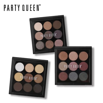 

Party Queen 9 Colors Professional Matte Eyeshadow Palette Amber Shimmer Earth Color Nude Eye Shadow Set Glitter Smoky Makeup