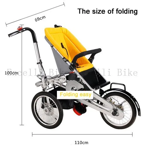 Excellent Excelli 16" Folding Mother Baby Stroller Free Rain Cover Pushchair Bike Carrier Carrinho Pushchair-Bicycle Baby Strollers 3 in 1 13
