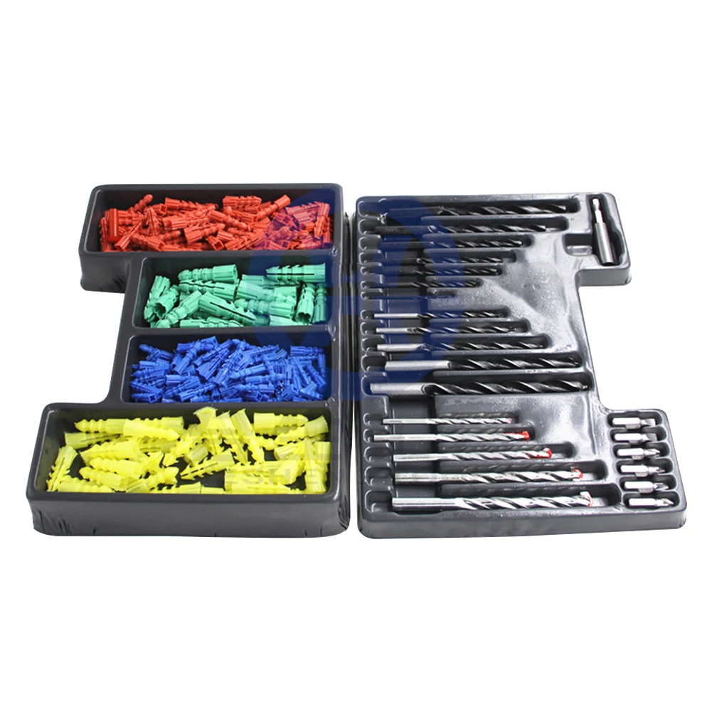

300pcs Woodworking Expansion Bolts Hex Shank Drill Bits Set With Box Masonry Long Accessories Twist Carbon Steel Construction