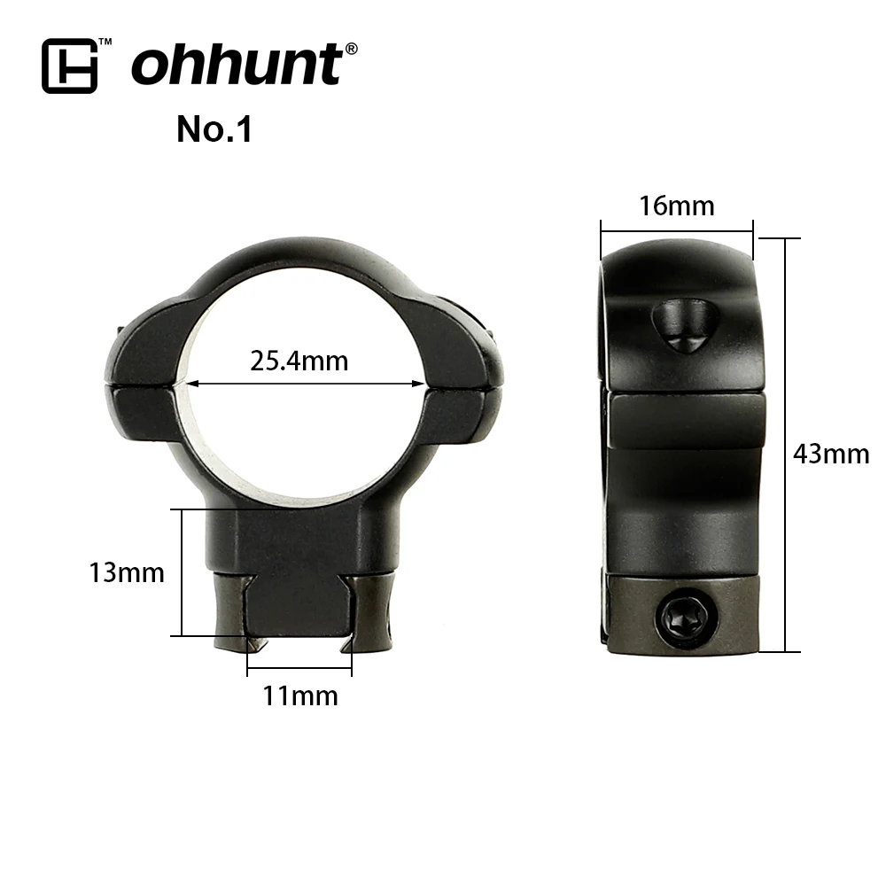 

ohhunt 2PCs Tactical Steel Rings 1 inch 30mm 11mm Dovetail Rail Low High Medium Profile Scope Mount for Hunting Riflescope