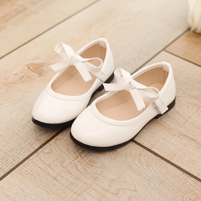 2018 Kids Spring Leather Shoes Baby Girls Bow Tie Princess Party Wedding Dress Shoe Children