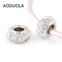 10 шт. в партии 4 ряда Стразы бусины подходят для соответственные Европейской Пандоре обаятельные браслеты из серии "сделай сам" из бисера европейские; из муранского стекла, чешские бусины любовь браслеты с подвесками