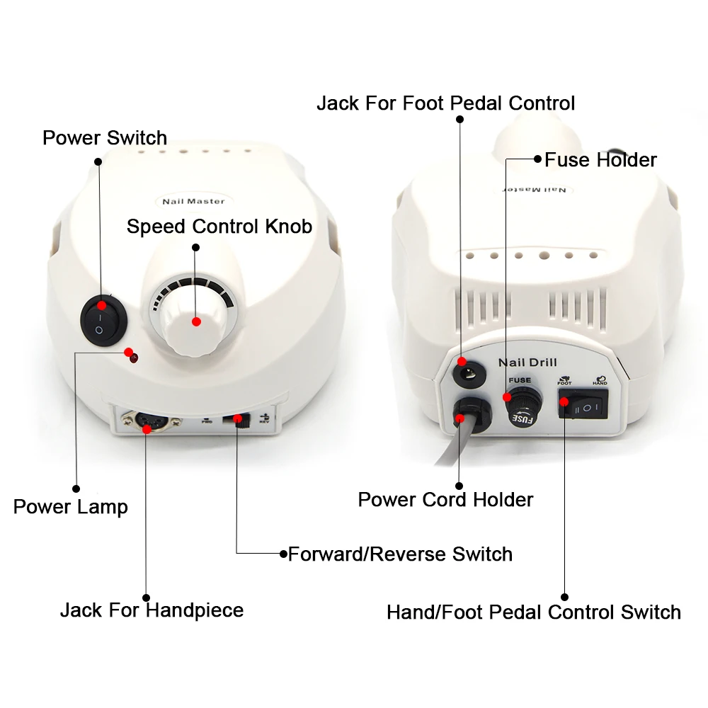 Электрическая белая машинка для ногтей 35000 об/мин, маникюрные дрели, аксессуары для ногтей, акриловая дрель, пилка, сверла, педикюрные наборы, маникюр