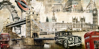 

vintage posters canvas prints modern decorative painting scenery views London double decker bus subway bridges landmarks views