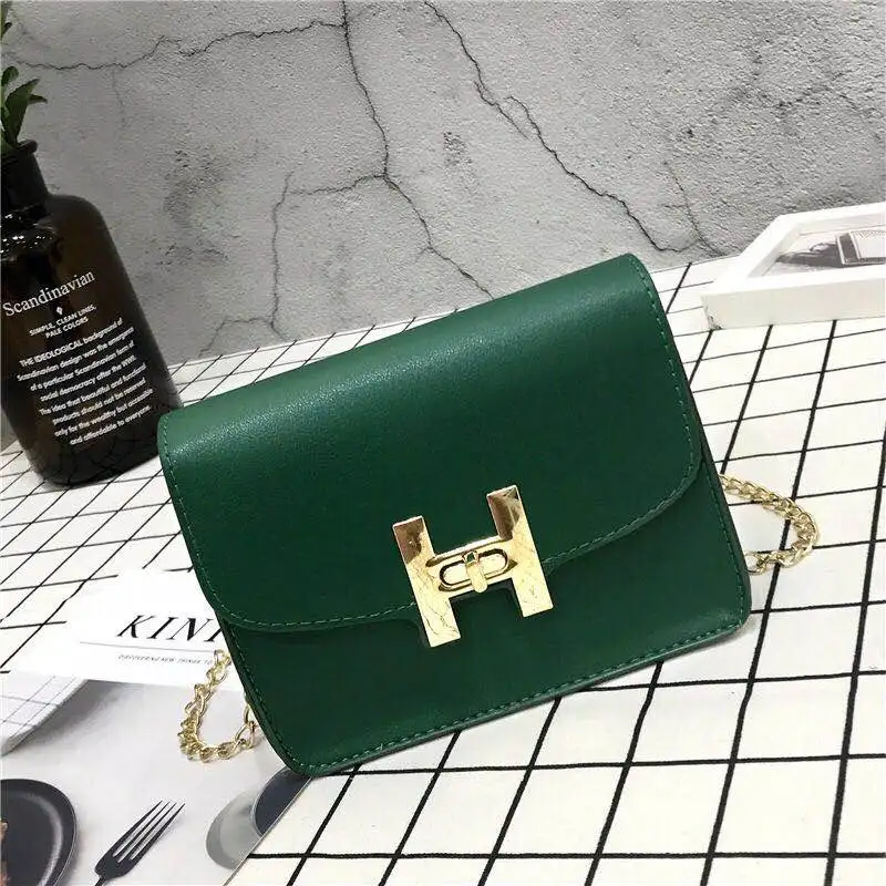 

Mini Chain Shoulder Bag Green Color Purse Handbags Pu Leather Crossbody Bags For Women Ladies Handbags Office Messenger Bag