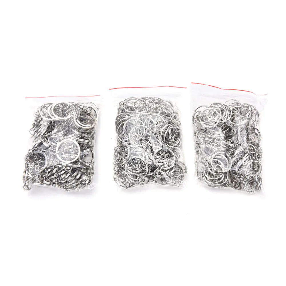 

100 Piece/Set KeyRing Round Split Key Rings Keychain With Nickel Compass key ring keychain connector Silver Color
