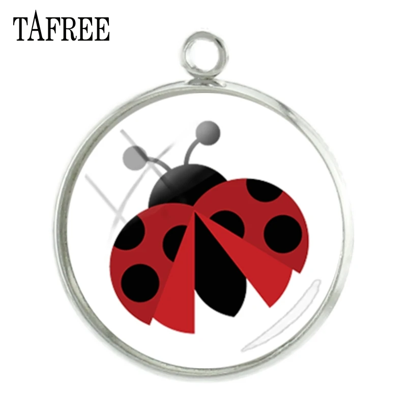 

TAFREE Red Simple Cartoon Miraculous Ladybug Glass Cabochon Dome Charms Handmade Necklace Pendant Jewelry LB49