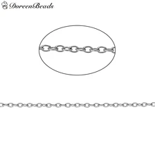 DoreenBeads 304 Stainless Steel Link Cable Chain Findings Silver Tone 1.5x1mm, 2 M