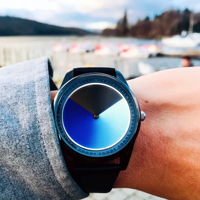 

Enmex Individualization special design wristwatch 3D blue dail creative design neutral cool fashion quartz clock men watch