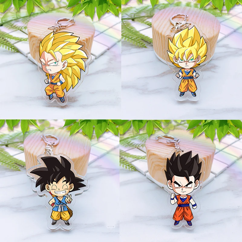 

Japan Anime Dragonballs Action Figure Acrylic Bright Color KeyRing two-sided Figurine Detective Kudo Keychian toys for kids