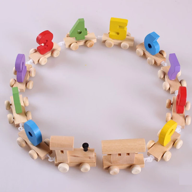 Newest Baby Montessori Soft Wood Train Figure Model Toy with Number Pattern 0~9 Blocks Educational kids Wooden Toy children gift Newest Baby Montessori Soft Wood Train Figure Model Toy with Number Pattern 0~9 Blocks Educational kids Wooden Toy children gift
