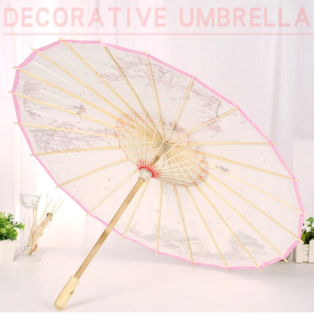 

Chinese Silk Cloth Umbrella Classical Style Decorative Umbrella Oil Paper Umbrel Parasol Playa Beach Parasol Umbrellas Rainy Day