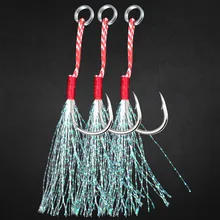 10 шт./партия рыболовные крючки из высокоуглеродистой стали с леской и пером крючок с зазубриной рыболовные снасти Лидер продаж