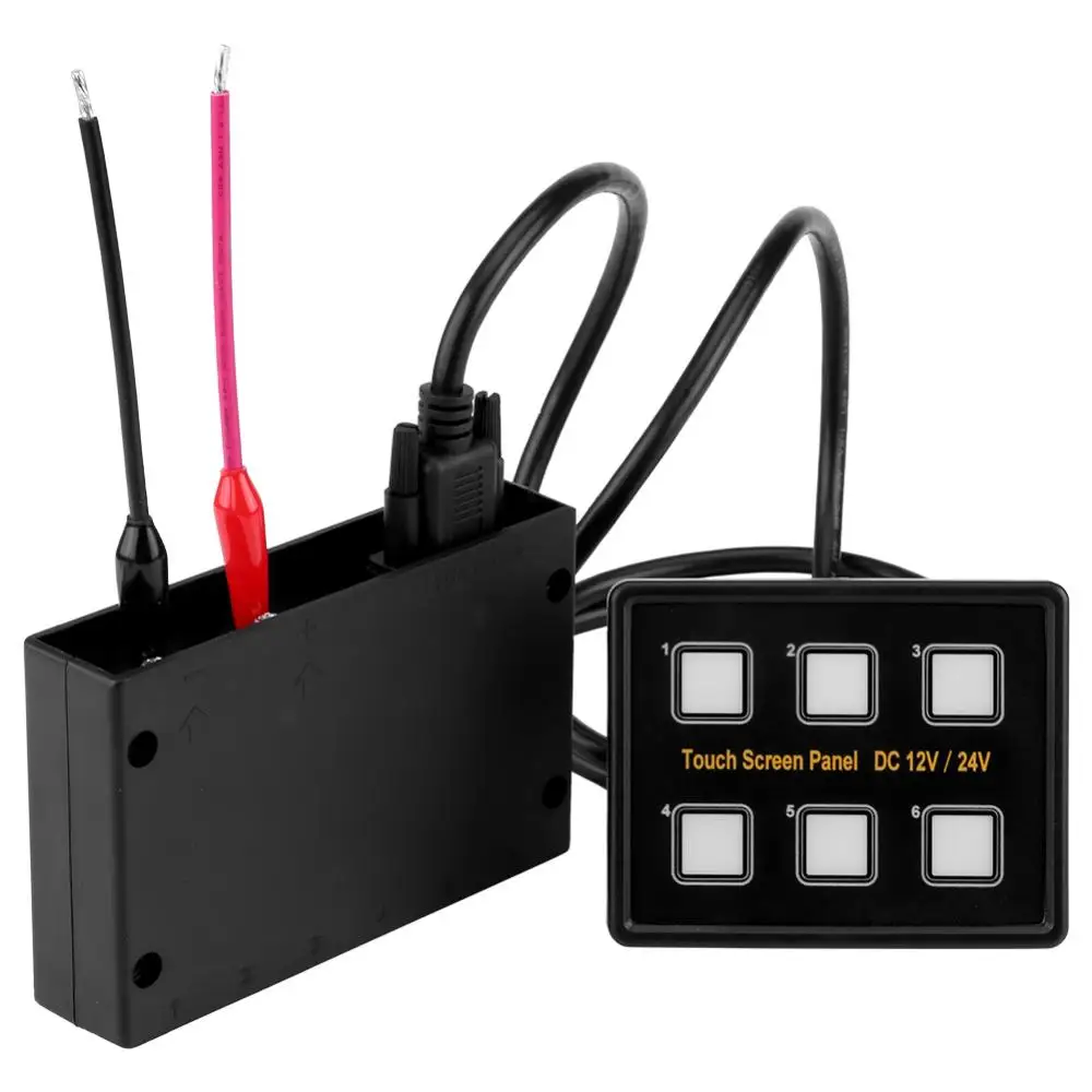 

12V / 24V Switch Panel 6 Gang Touch Screen Control Panel Box LED Switch Panel for Car Boat Universal