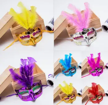 

Beautiful Glowing Masks Mini LED Feather Masks Halloween Masquerade Party Decorative Masks