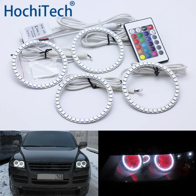 Для Volkswagen VW Touareg 2003 2004 2005 2006 Многоцветный комплект светодиодов «глаза ангела» RGB гало кольца дневного светильник дневные ходовые огни