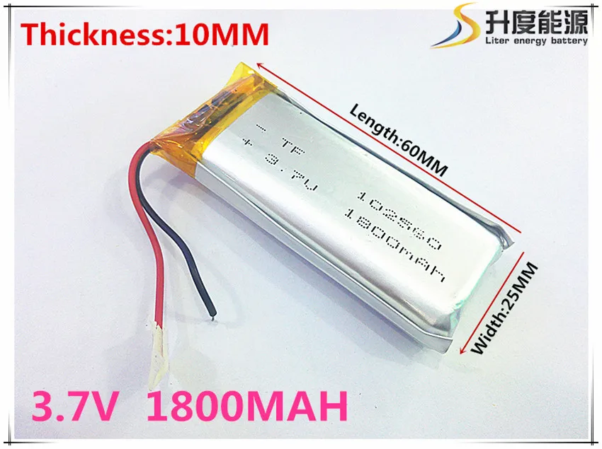 Li-po 3,7 V литий-полимерный аккумулятор 1800 mah переговорный 102560 gps Автомобильный регистратор данных