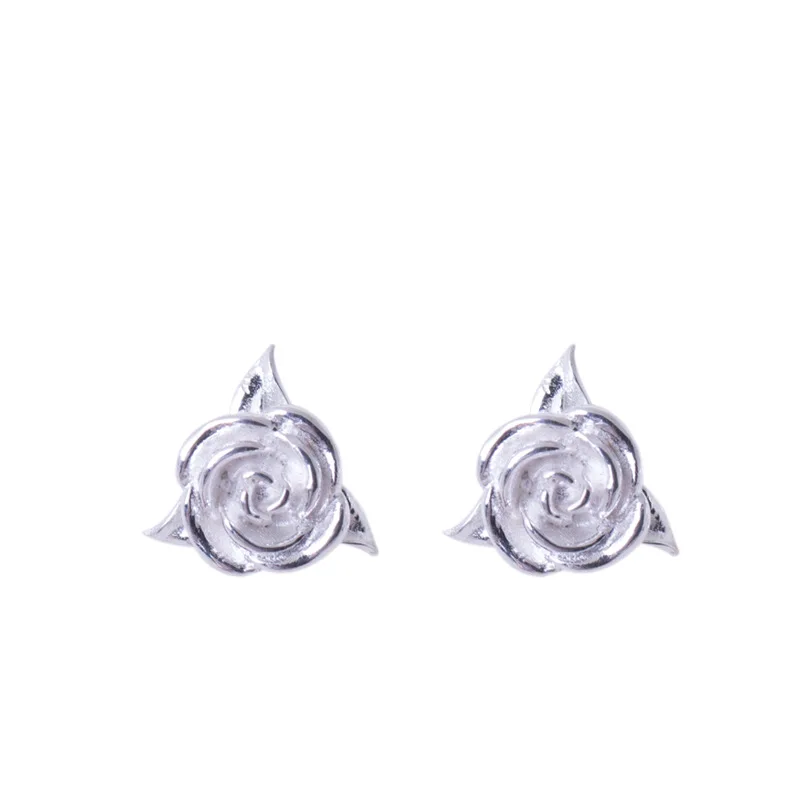 

Richight-ED1005 Fashion Vintage Earrings S925 Sterling Silver Rose Earrings Women Jewelry Simple Small Floral Stud Earrings