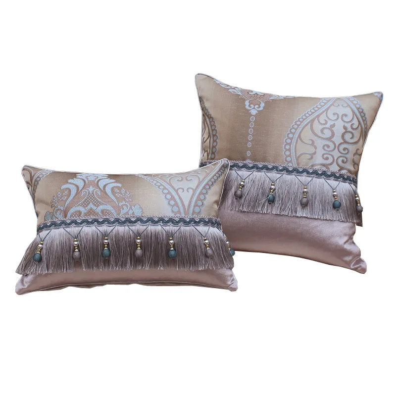 

classical European jacquard cushion tassel lumbar pillowcase pillow cover backrest 30x45/45x45/50x50/40x60/50x70/60x60cm