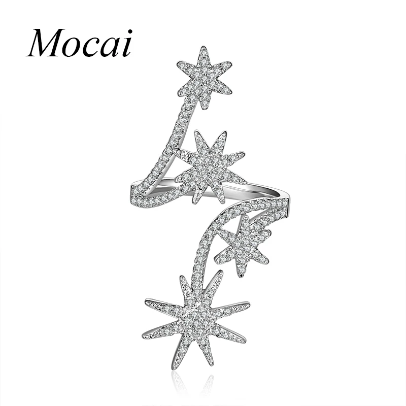 

Mochai AAA Cubic Zirconia Sunflower Cuff Rings Finger Shining Layer Stars Opening Long Ring Jewelry For Women Lord Of Ring ZK40