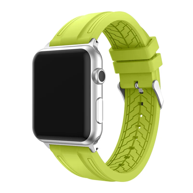 8 цветов ремешок для apple Watch серии 1/2 38 мм спортивный ремешок для iWatch 42 мм мягкий силиконовый сменные адаптеры из нержавеющей стали