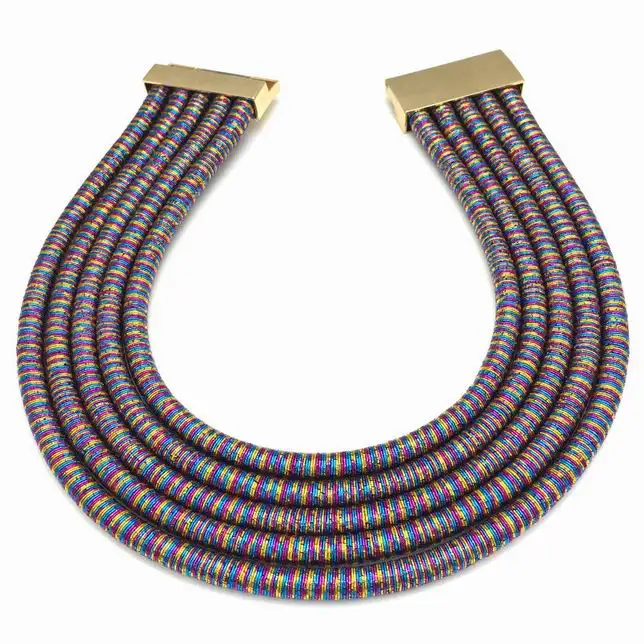 MANILAI, 7 цветов, многослойные чокеры, ожерелье с массивным воротником, кнопка магнетизма, женское массивное ожерелье, макси ювелирные изделия - Окраска металла: Multicolor