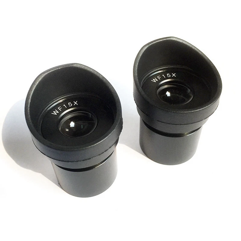 

2PCS Wide Field WF15x Field of View 15 mm Microscope Eyepiece with Rubber Eyecups Mounting Size 30.5 mm for Stereo Microscope