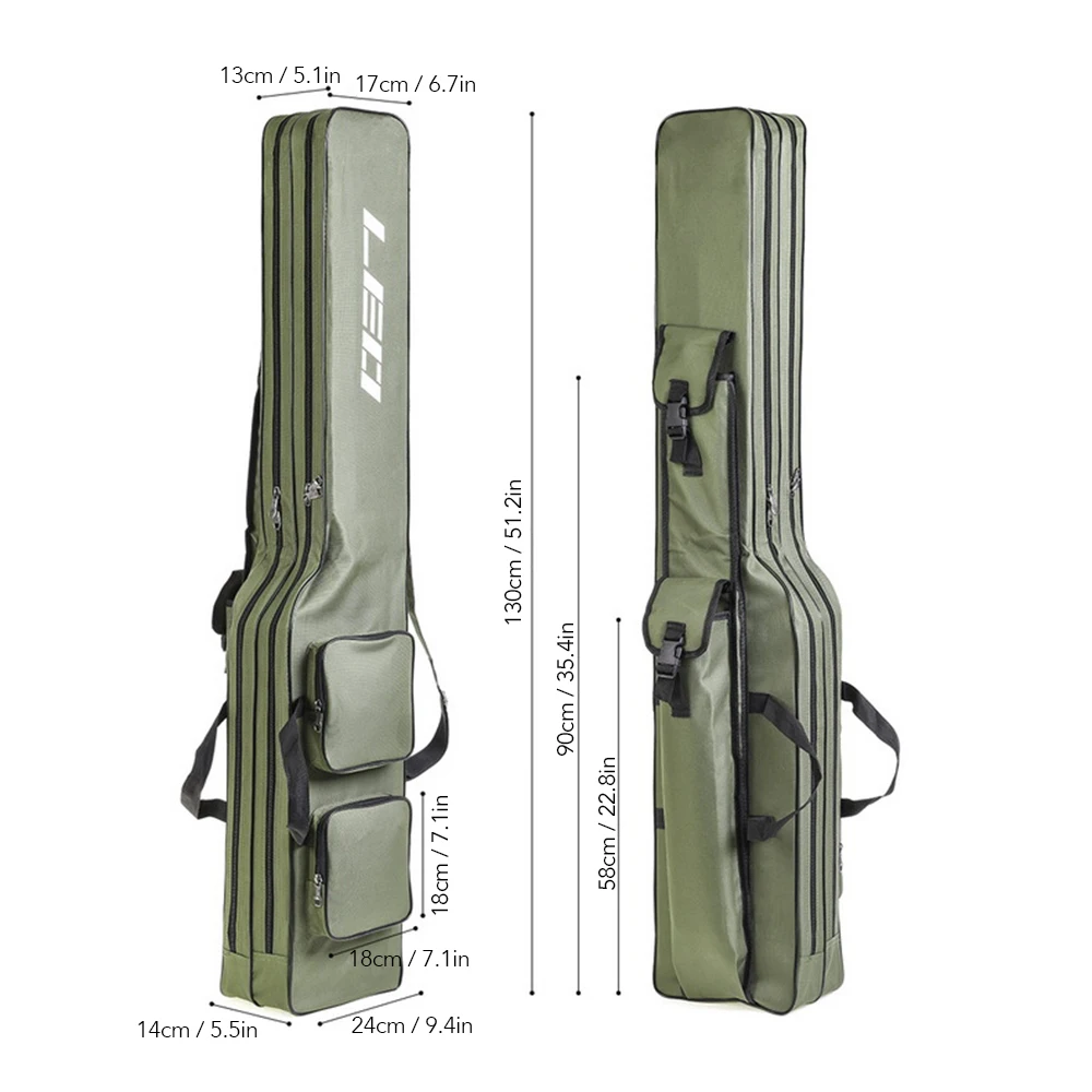 Vara de Pesca Case para Varas Bolsa de Armazenamento Bolsa Duas Camadas Engrenagem Equipamento Ferramenta Transportadora Capa Ombro 130cm 6 Esporte e Lazer