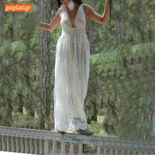 Элегантные женские кружевные длинные платья для выпускного вечера сексуальные богемные вечерние платья gongbaolage v-образным вырезом без спины зауженный крой платье для банкета, вечеринки