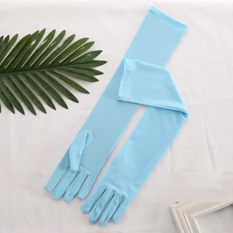 50 см женские сексуальные эластичные спандекс перчатки с длинными пальцами свадебное платье перчатки танец драма представление набор для вечеринки - Цвет: blue
