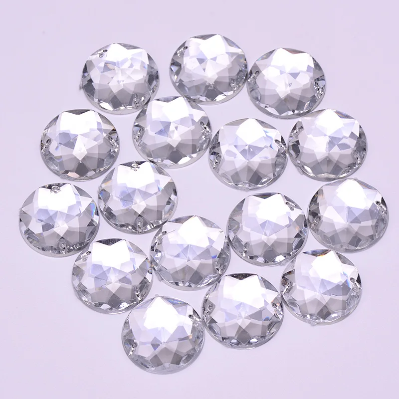 Buy JUNAO 20mm Big Size Sewing Clear Crystals Flat