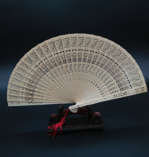 Vintage Folding Bamboo Hand Fans Carved Sunflower Wedding Dancing